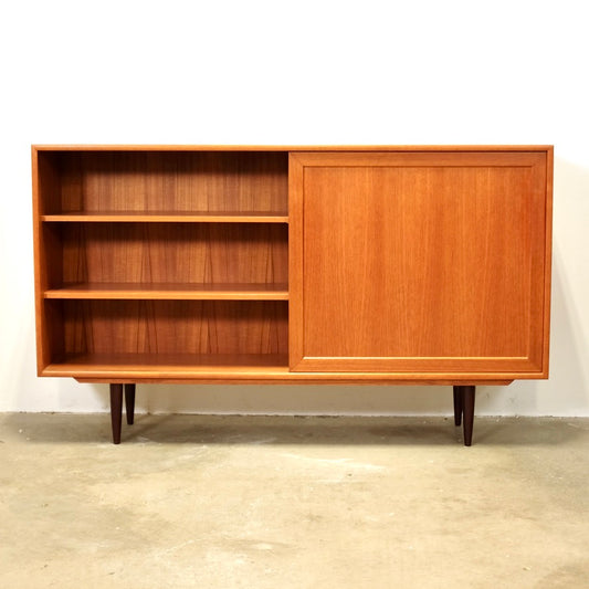Teak Bookcase w/ Sliding Door, Tentatively ID’d as by WK Möbel - #A1934
