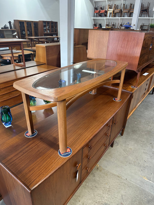 British Teak Coffee Table with Glass Inlay - #B31