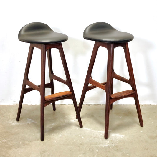 Oddense Maskinsnedkeri A/S Pair of Rosewood Model OD61 Stools Designed by Erik Buch - #A1837