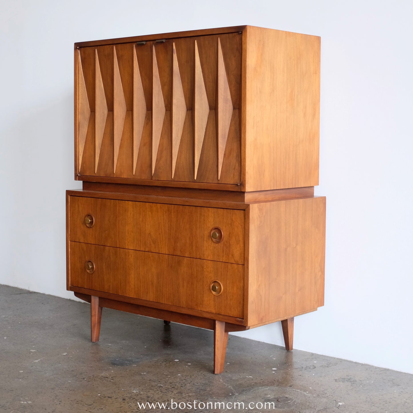 American of Martinsville "Harlequin" Walnut Tall Dresser / Gentleman's Chest