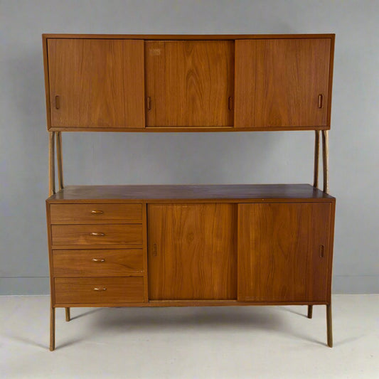 Double-Tiered Danish Teak Tall Sideboard / Highboard - #A1504