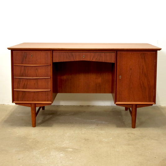 Danish Teak Executive Desk w/ Rear Shelving - #A1545
