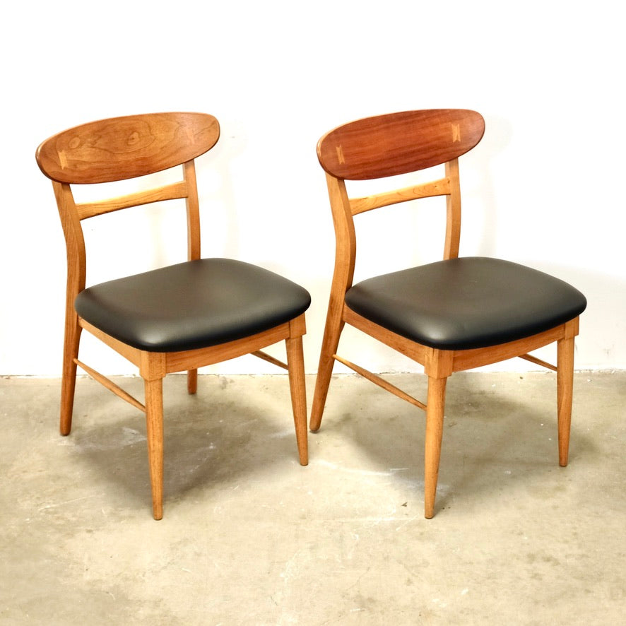 Lane “Acclaim” Walnut & Ash Pair of Dining Chairs - #A2201-4