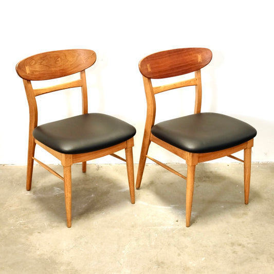 Lane “Acclaim” Walnut & Ash Pair of Dining Chairs - #A2201-4