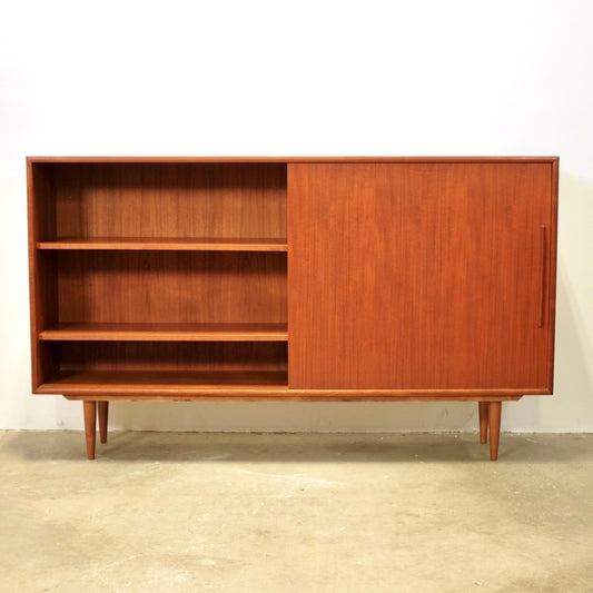 Teak Bookcase w/ Sliding Door, Tentatively ID’d as by WK Möbel - #A1870