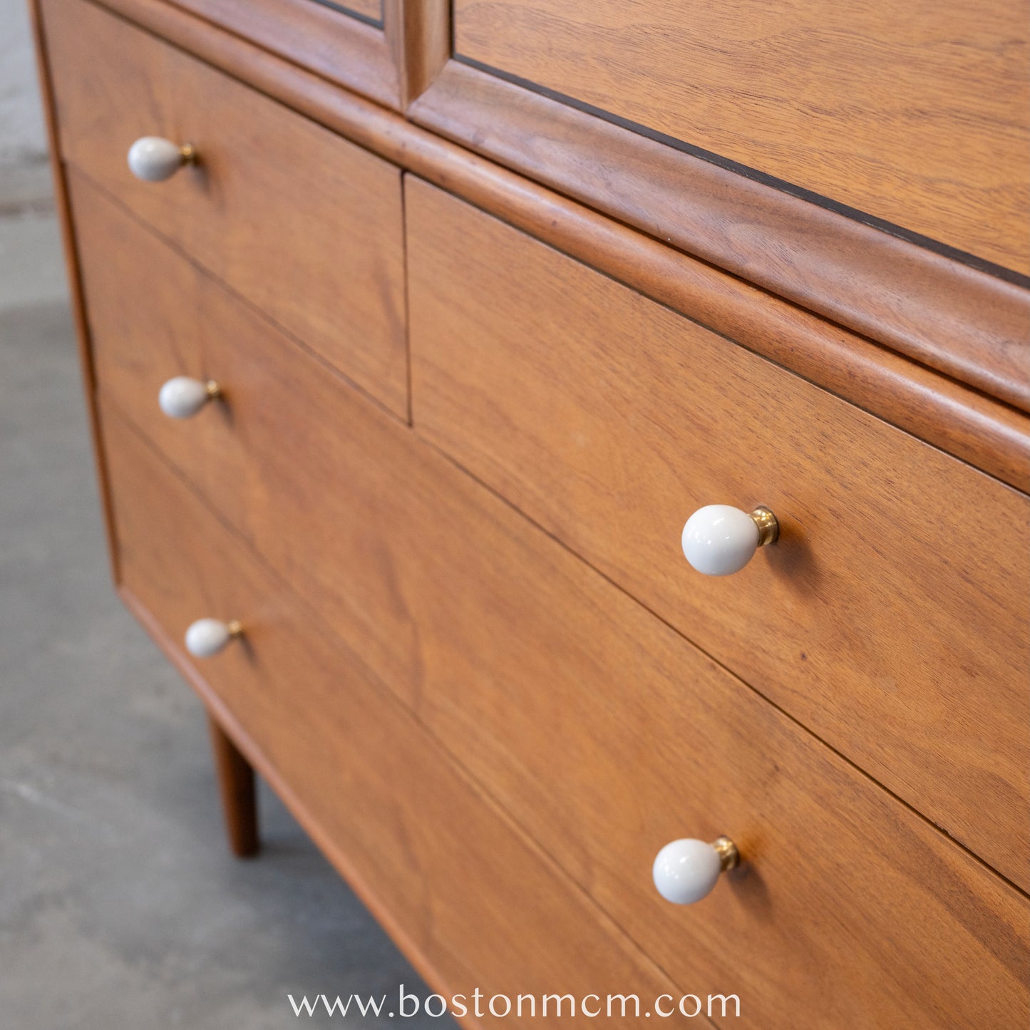 Drexel "Declaration" Walnut Tall Dresser / Chest with Built-in Mirror / Vanity - #A1478