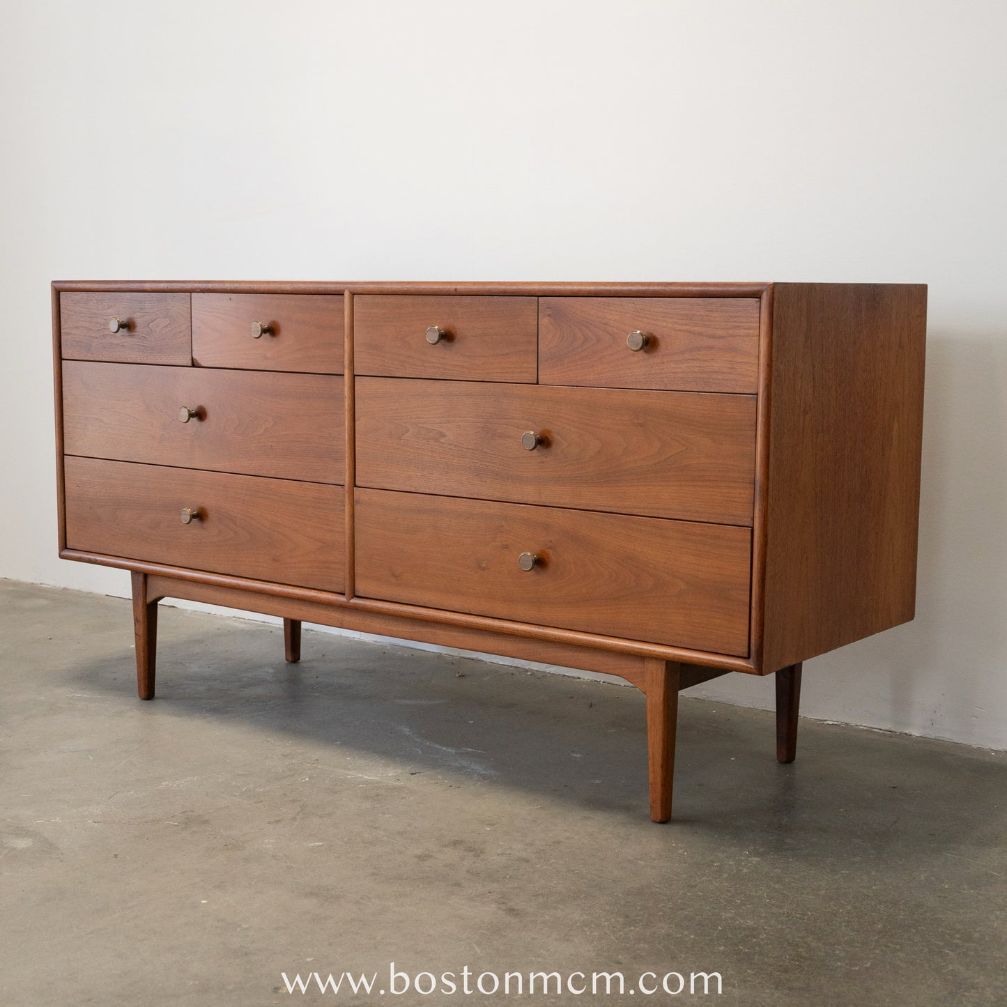 Drexel "Declaration" Walnut 8 Drawer Low Dresser - #A1476