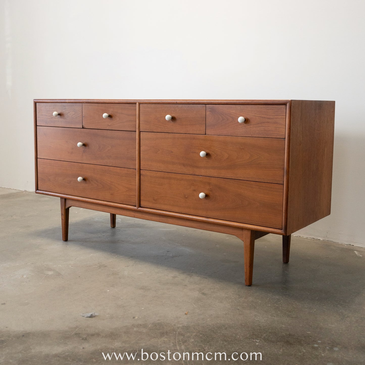 Drexel "Declaration" Walnut 8 Drawer Low Dresser - #A1476