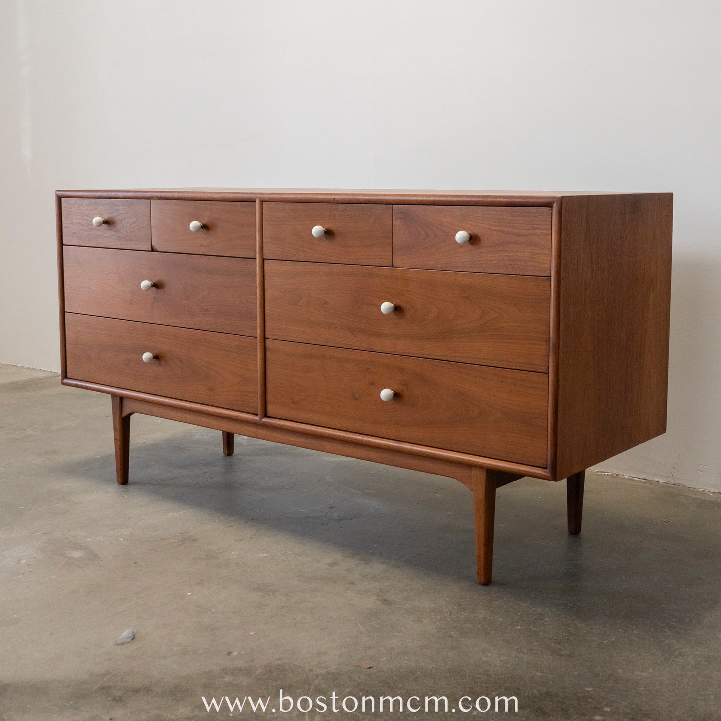 Drexel "Declaration" Walnut 8 Drawer Low Dresser - #A1476