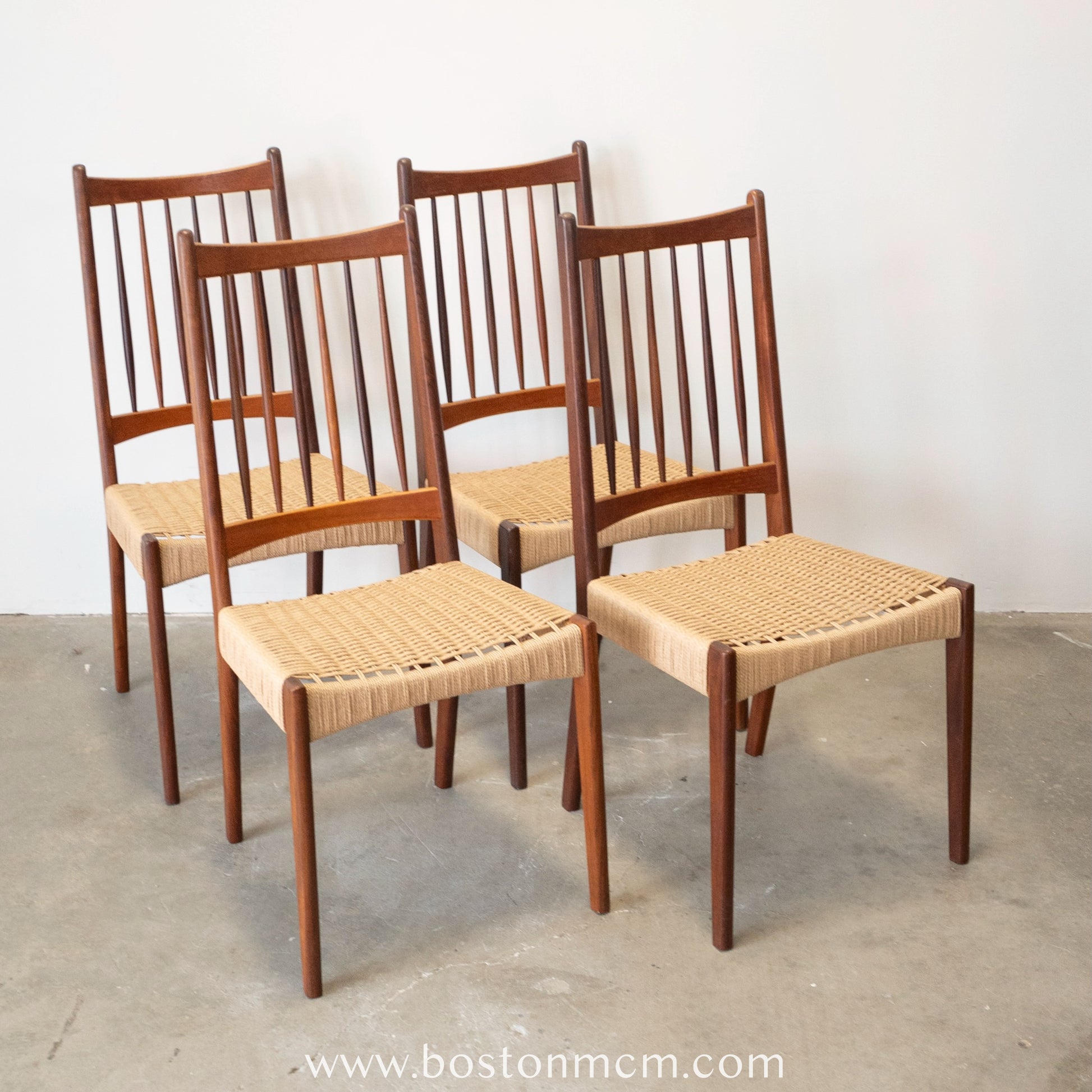Mogens Kold Set of Danish Teak Dining Chairs with Newly Woven