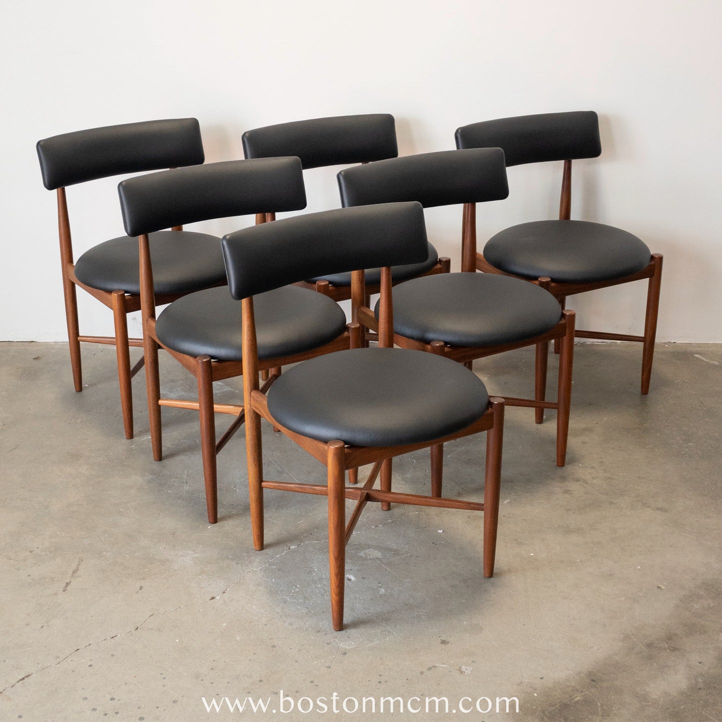 G-Plan "Fresco" Set of 6 Teak Reupholstered Dining Chairs- #A73