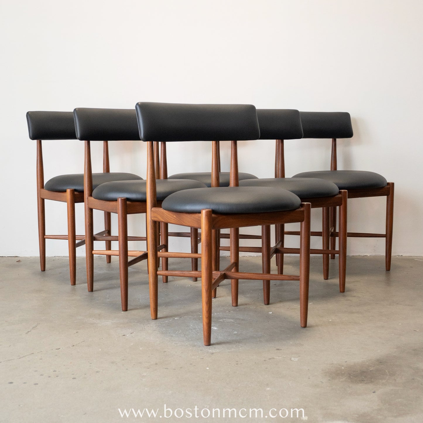 G-Plan "Fresco" Set of 6 Teak Reupholstered Dining Chairs- #A73