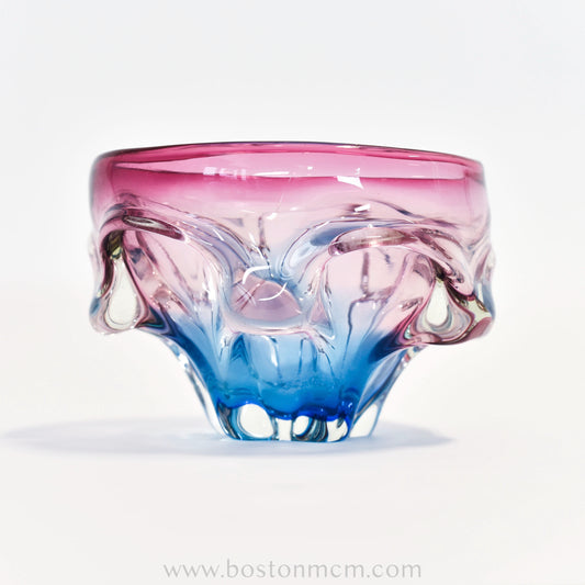 Art Glass Blue-Pink Bowl Designed by Josef Hospodka for Chribska Glassworks #32