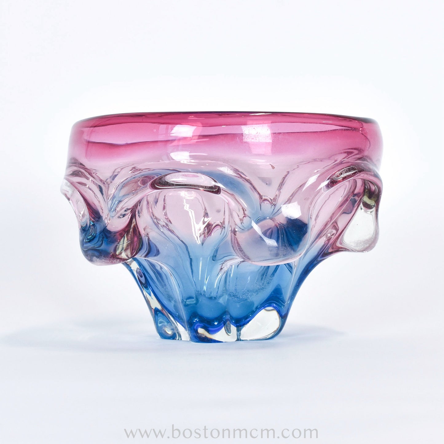 Art Glass Blue-Pink Bowl Designed by Josef Hospodka for Chribska Glassworks
