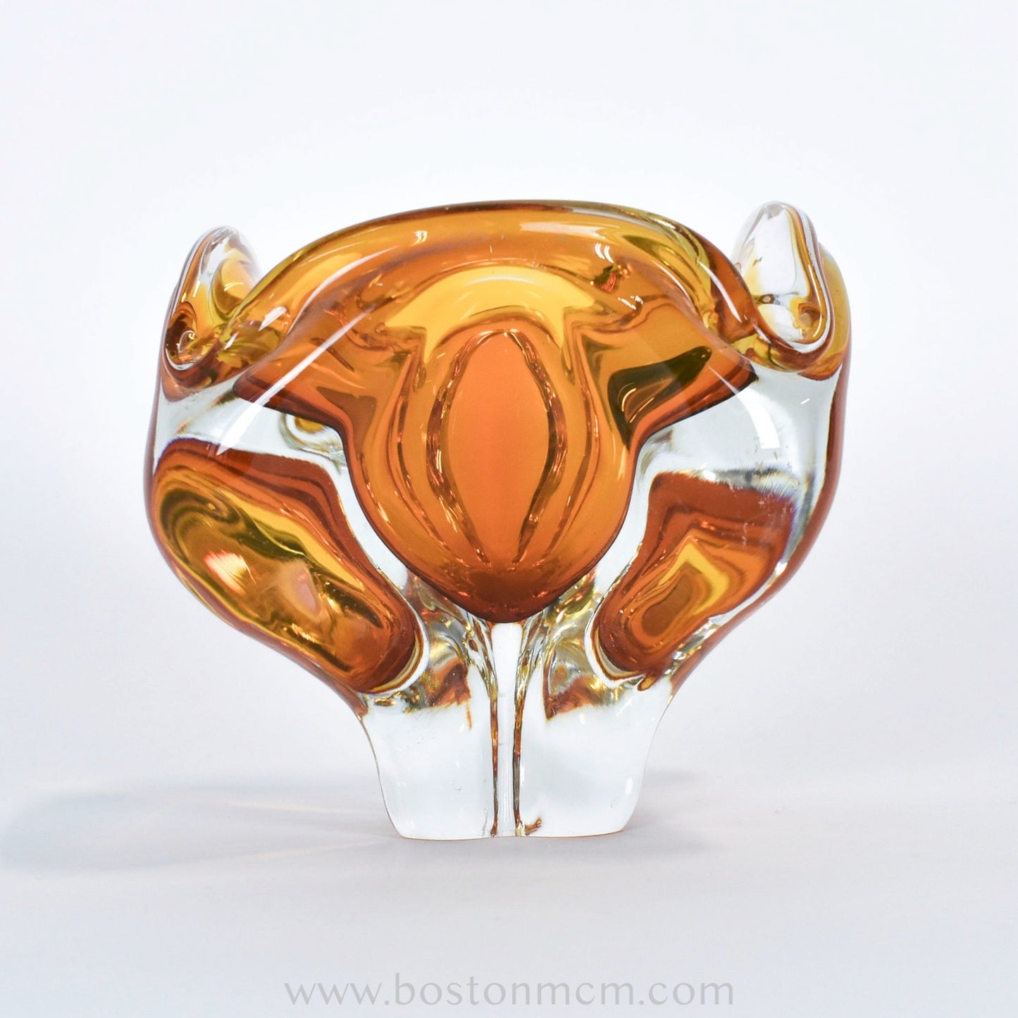 Art Glass Orange Freeform Bowl Designed by Josef Hospodka for Chribska Glassworks #19