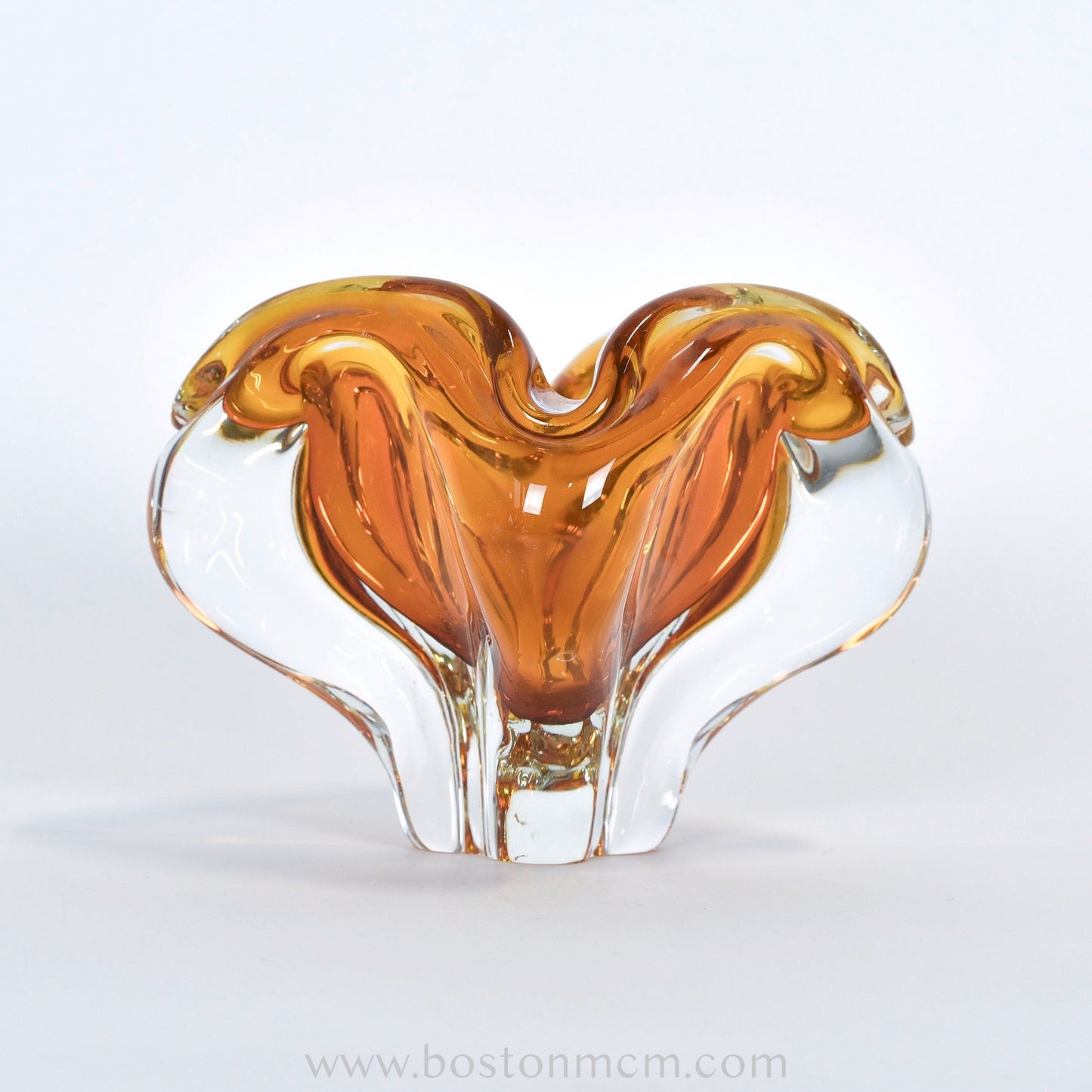 Art Glass Orange Freeform Bowl Designed by Josef Hospodka for Chribska Glassworks #19