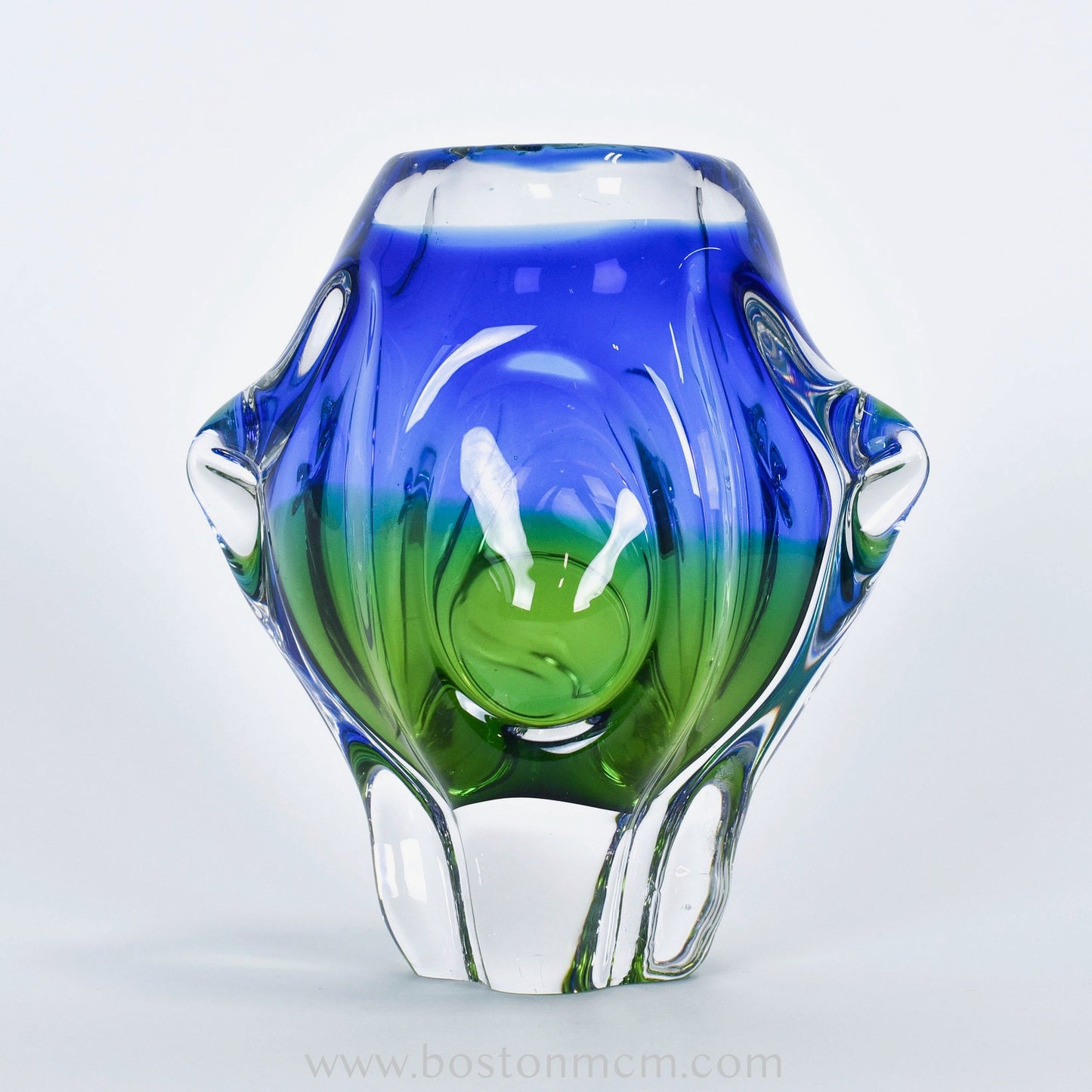 Art Glass Blue-Green Vase by Chribska Glassworks #17