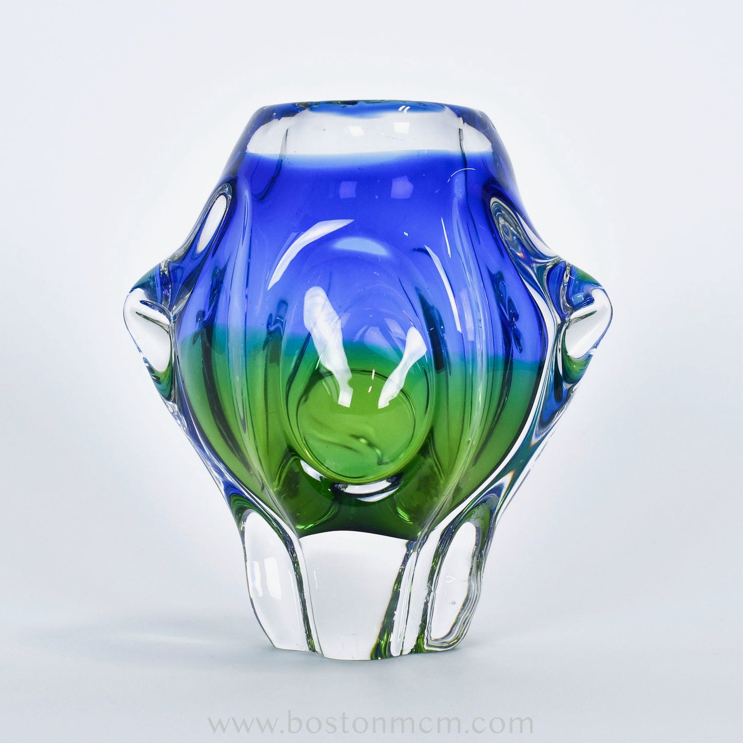 Art Glass Blue-Green Vase by Chribska Glassworks #17