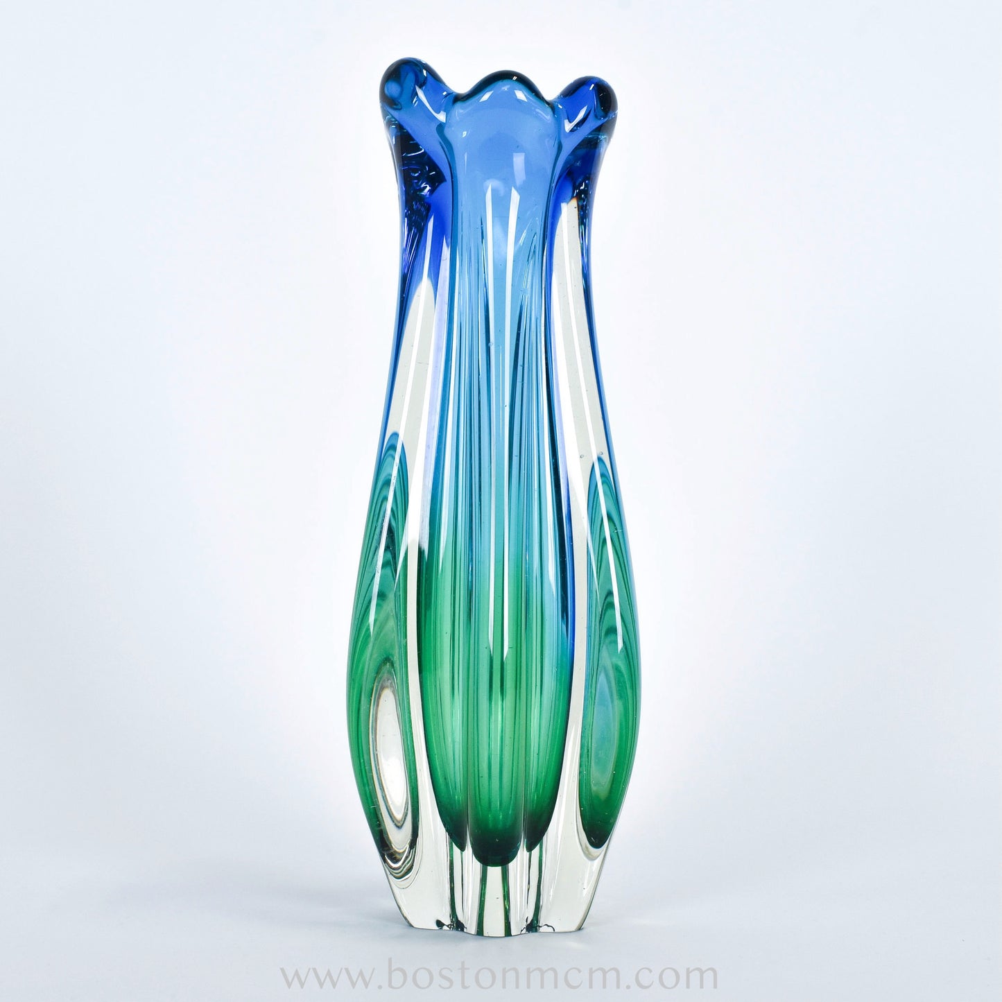 Green-Blue Art Glass Vase by Sanyu