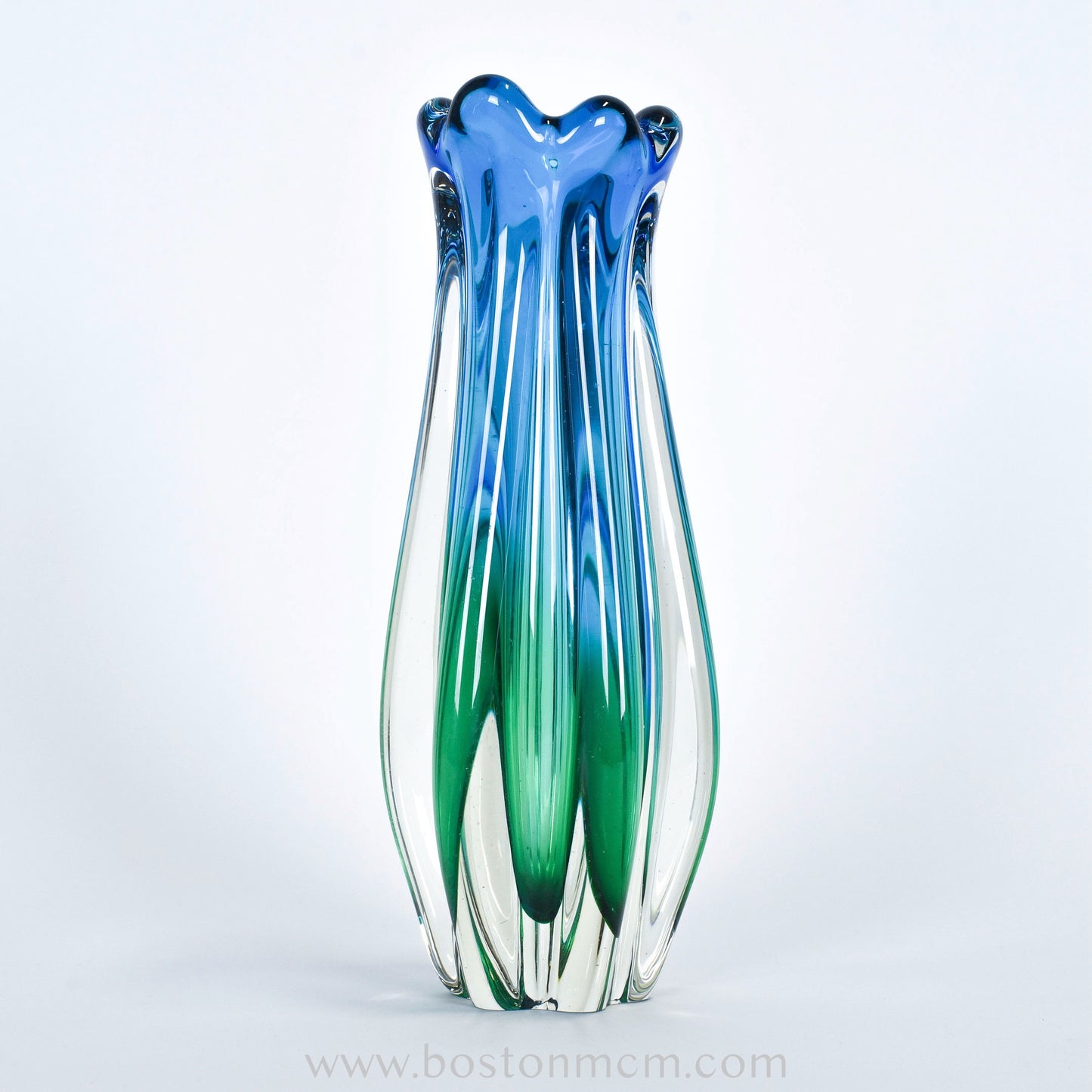 Green-Blue Art Glass Vase by Sanyu