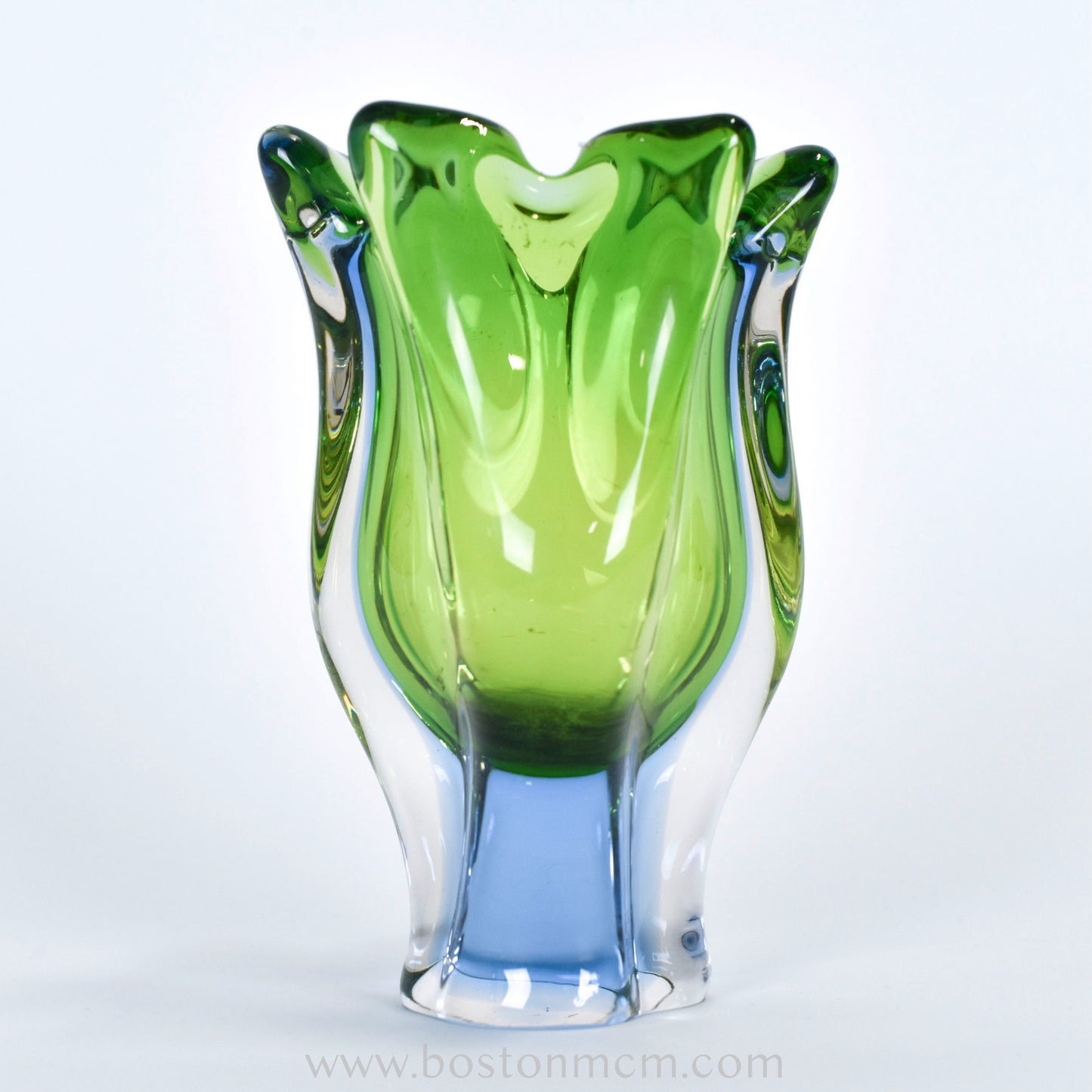 Art Glass Blue-Green Vase Designed by Josef Hospodka for Chribska Glassworks #5