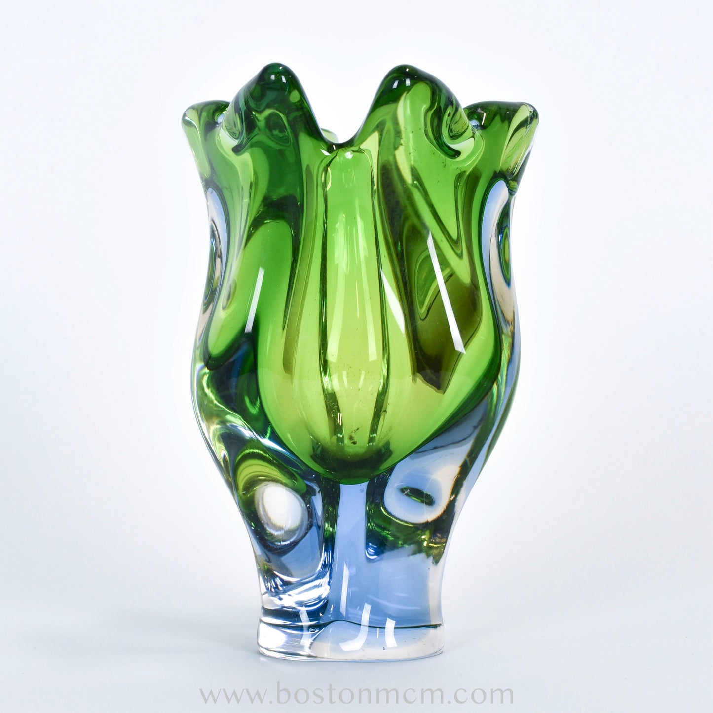 Art Glass Blue-Green Vase Designed by Josef Hospodka for Chribska Glassworks #5