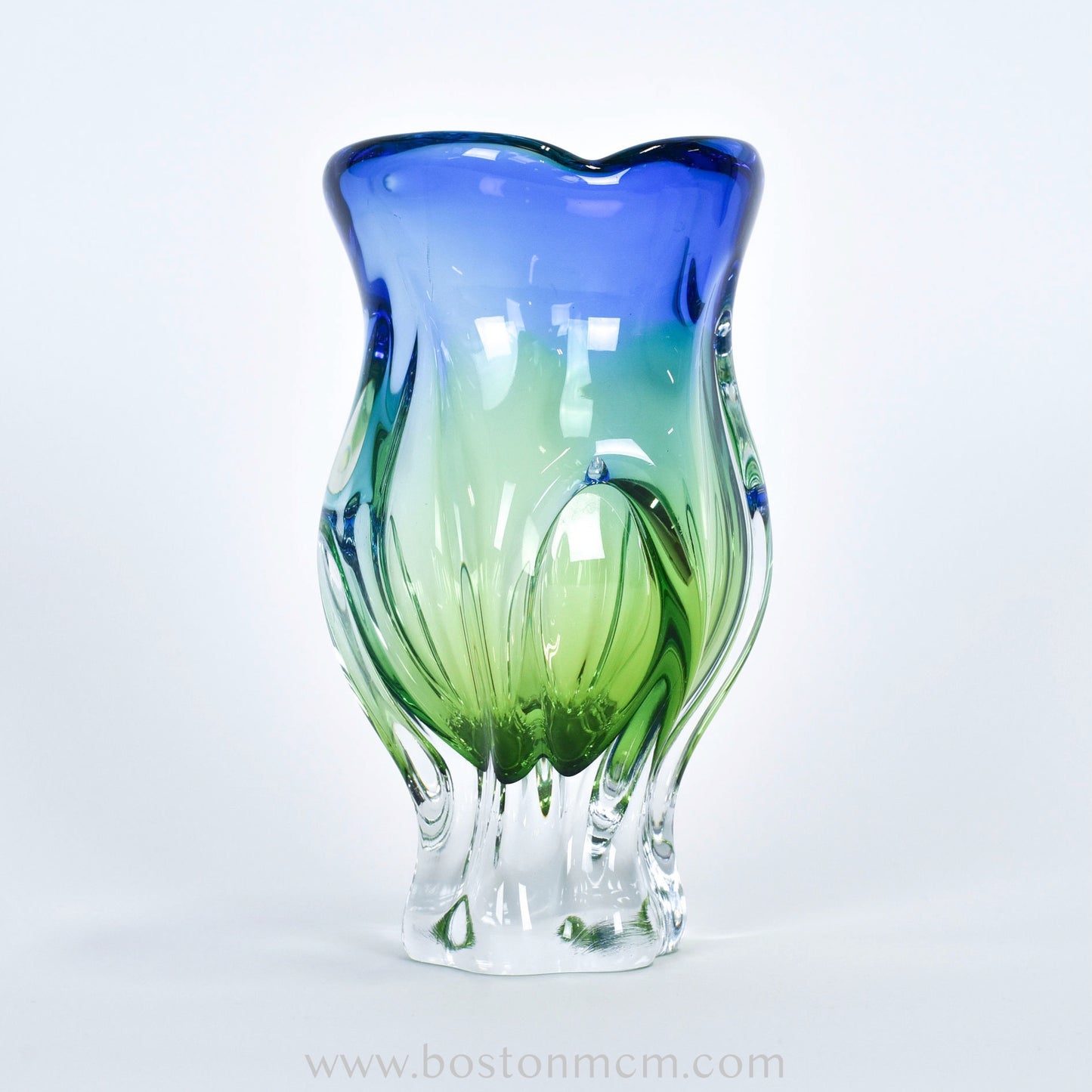 Art Glass Blue-Green Vase Designed by Josef Hospodka for Chribska Glassworks #3