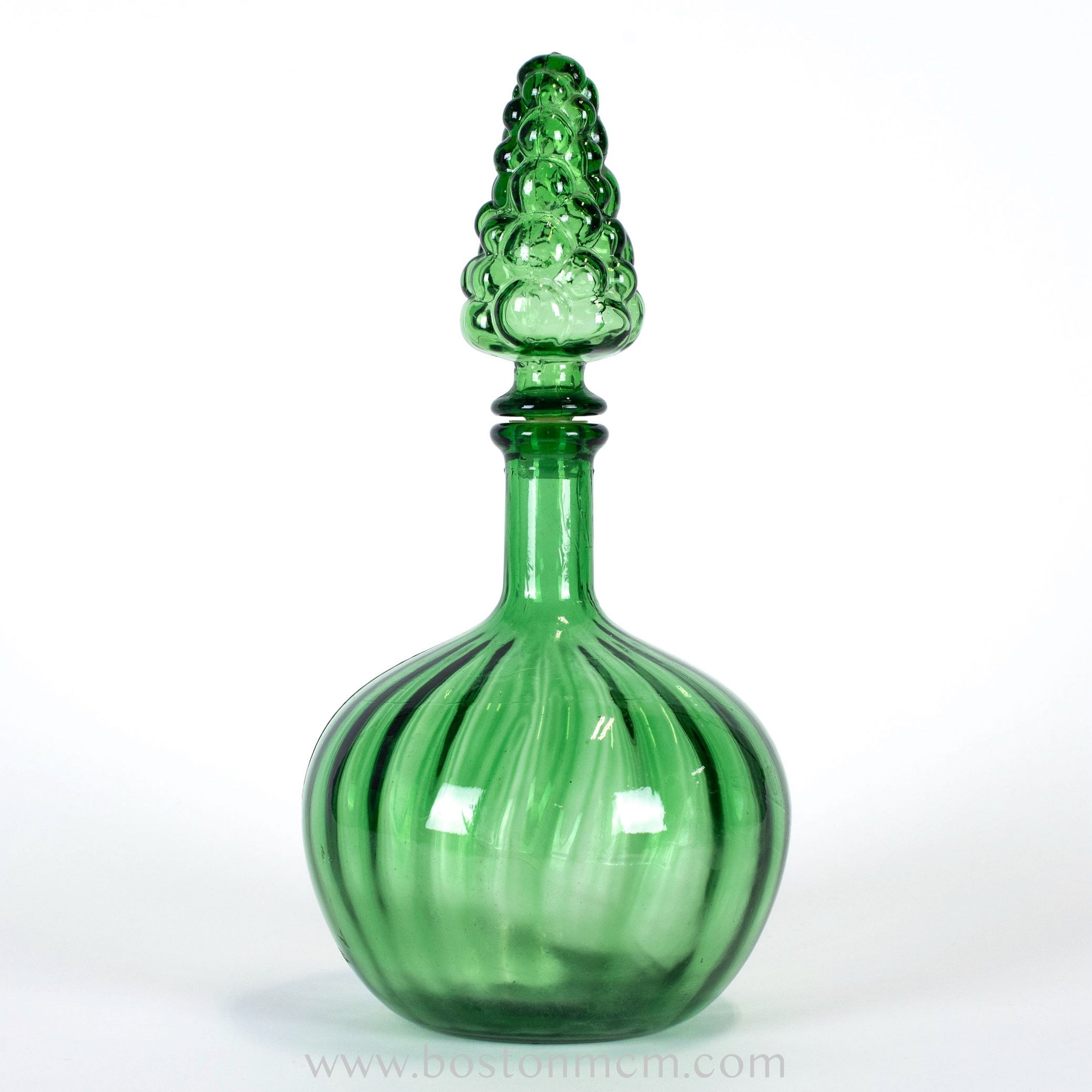 Vtg Mid Century Empoli Green Glass Decanter outlet and Shot Set