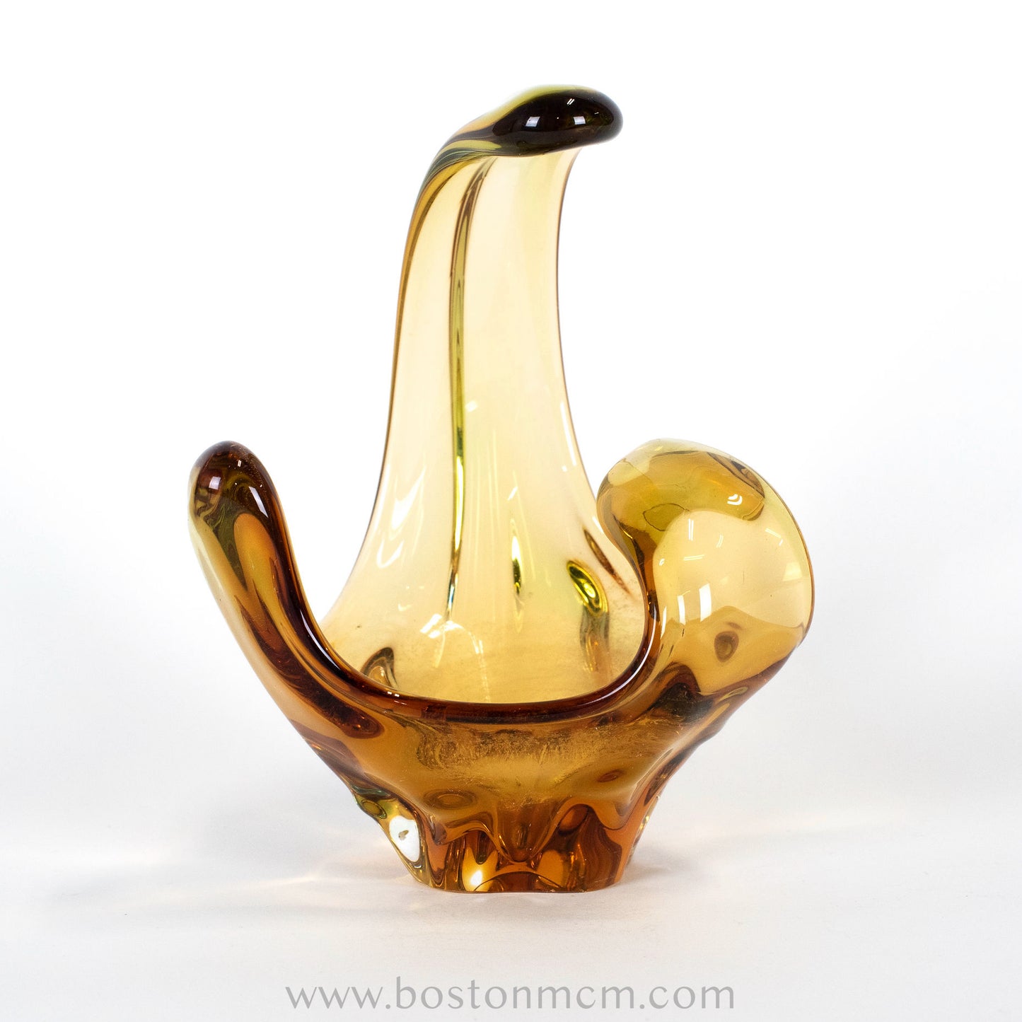 Amber Art Glass Sculpture by Mstisov Glass #52