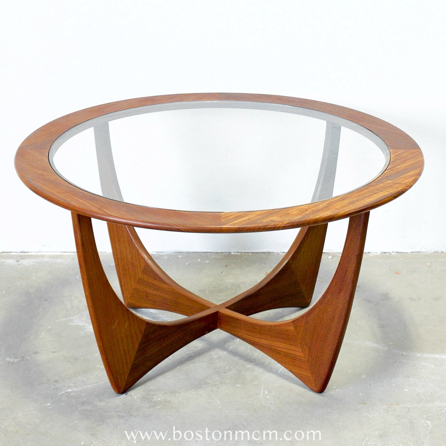 G-Plan "Fresco" AKA "Astro" Round Teak Coffee Table with Glass Top Designed by Victor B. Wilkins - #B89