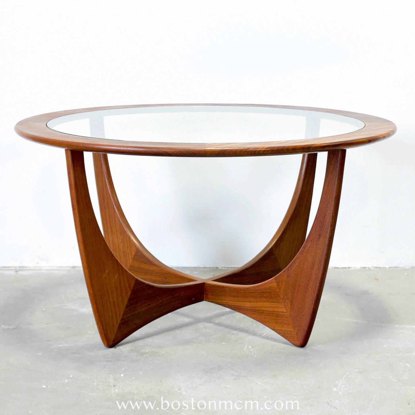 G-Plan "Fresco" AKA "Astro" Round Teak Coffee Table with Glass Top Designed by Victor B. Wilkins - #B89