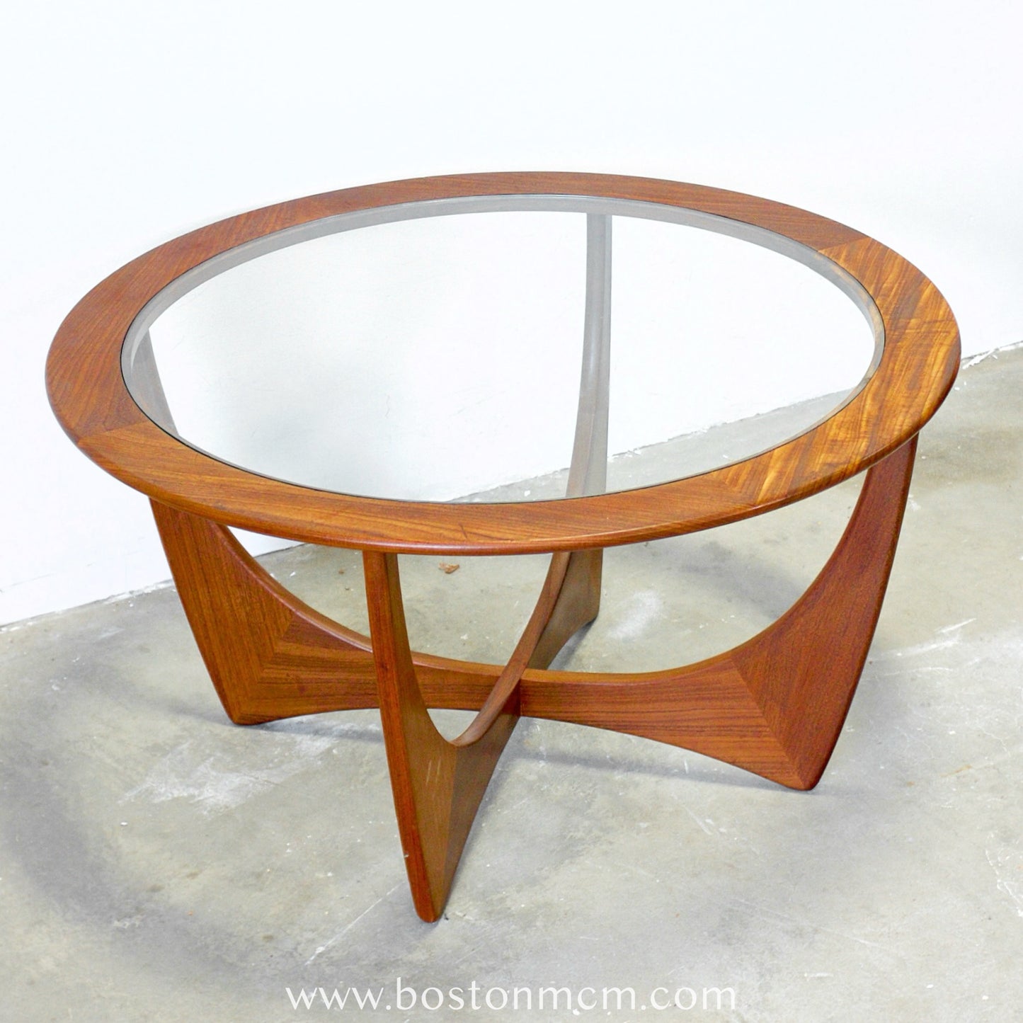 G-Plan "Fresco" AKA "Astro" Round Teak Coffee Table with Glass Top Designed by Victor B. Wilkins - #B89