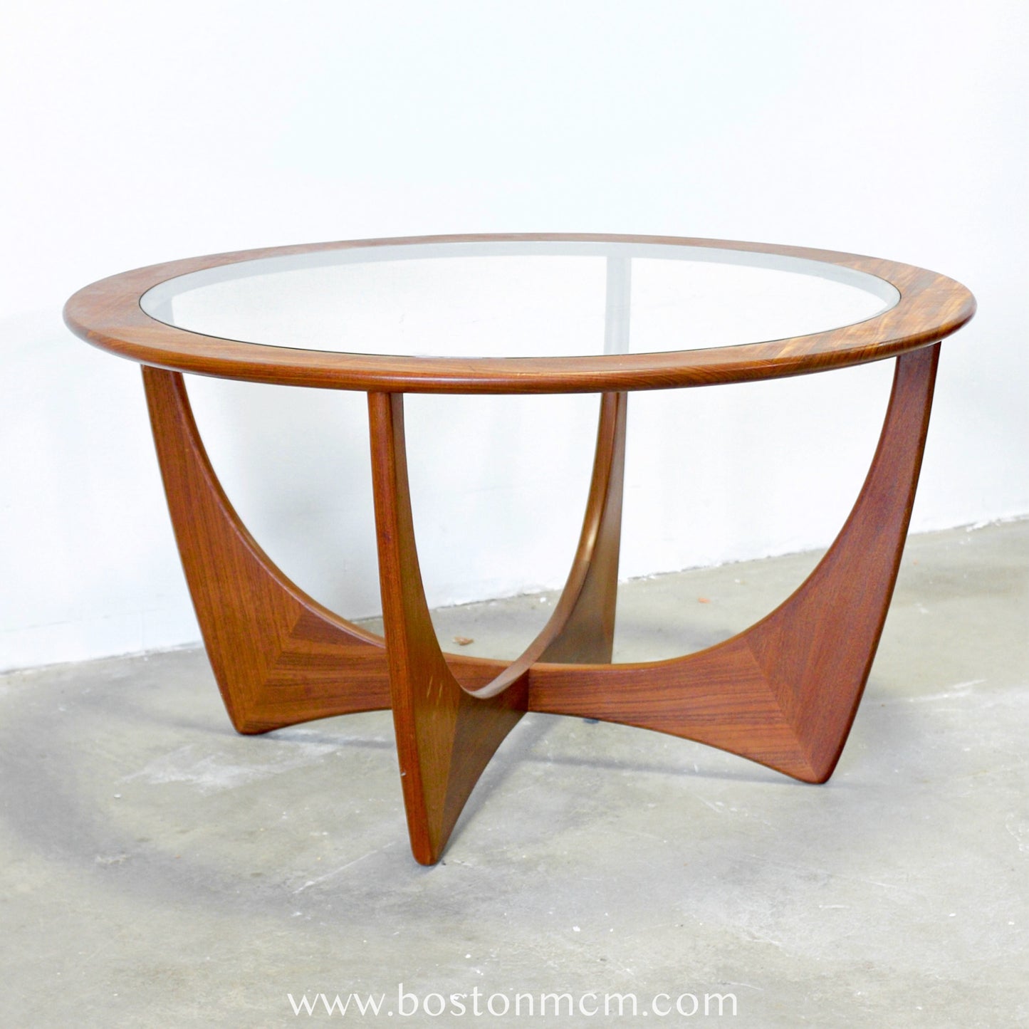 G-Plan "Fresco" AKA "Astro" Round Teak Coffee Table with Glass Top Designed by Victor B. Wilkins - #B89