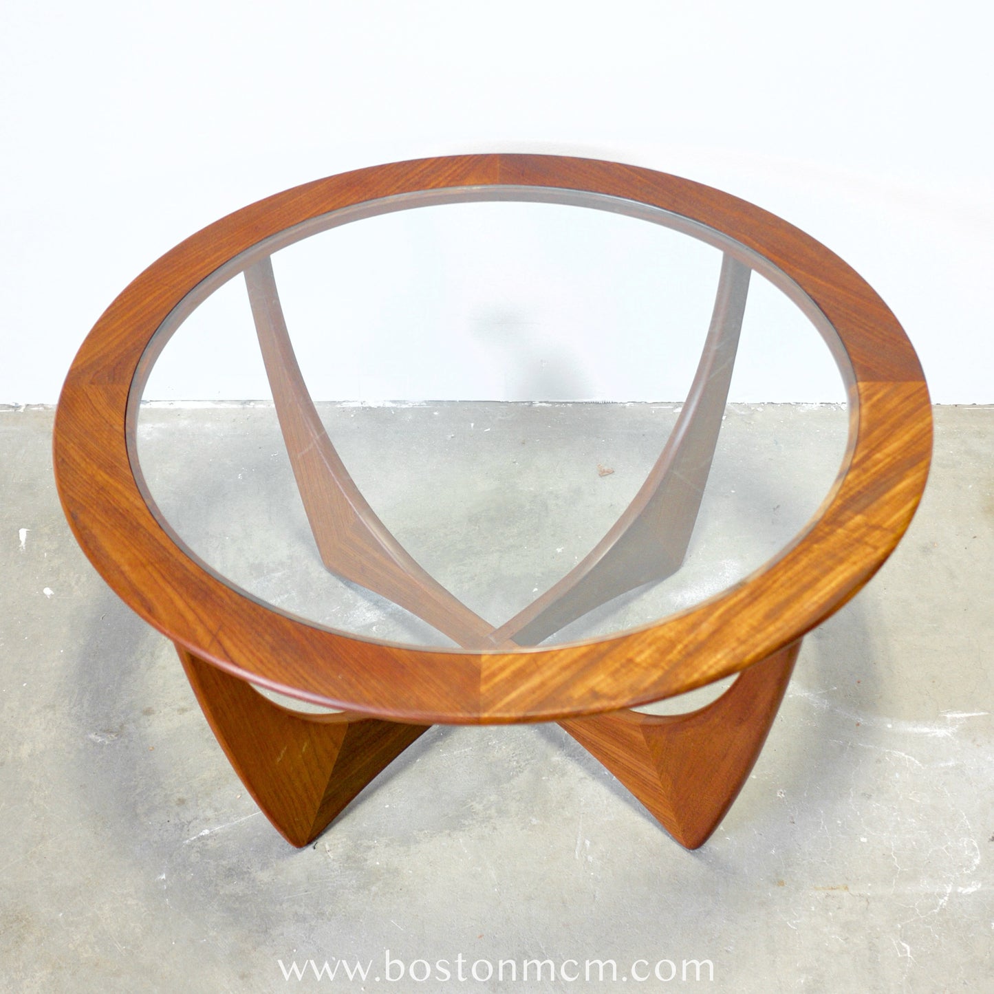 G-Plan "Fresco" AKA "Astro" Round Teak Coffee Table with Glass Top Designed by Victor B. Wilkins - #B89