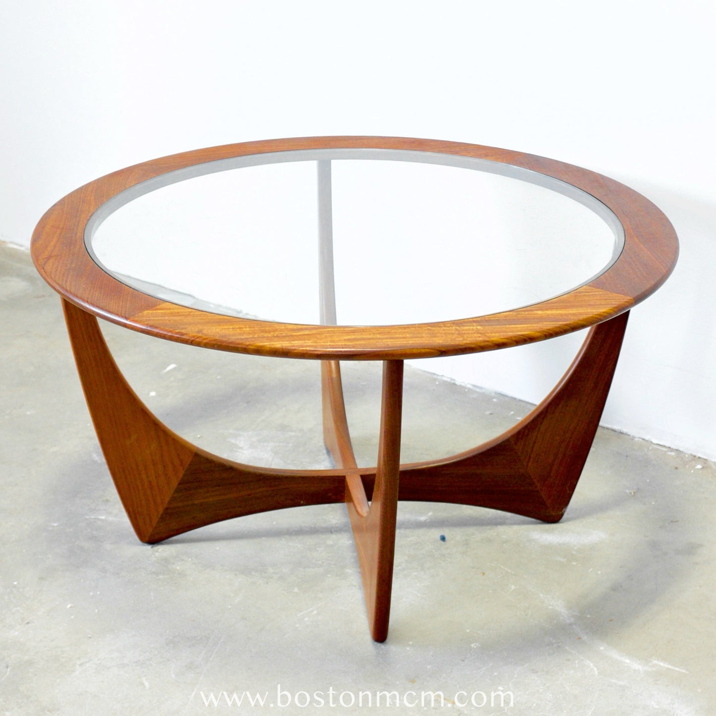 G-Plan "Fresco" AKA "Astro" Round Teak Coffee Table with Glass Top Designed by Victor B. Wilkins - #B89