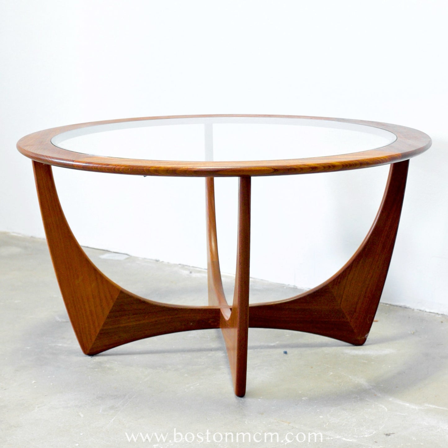 G-Plan "Fresco" AKA "Astro" Round Teak Coffee Table with Glass Top Designed by Victor B. Wilkins - #B89