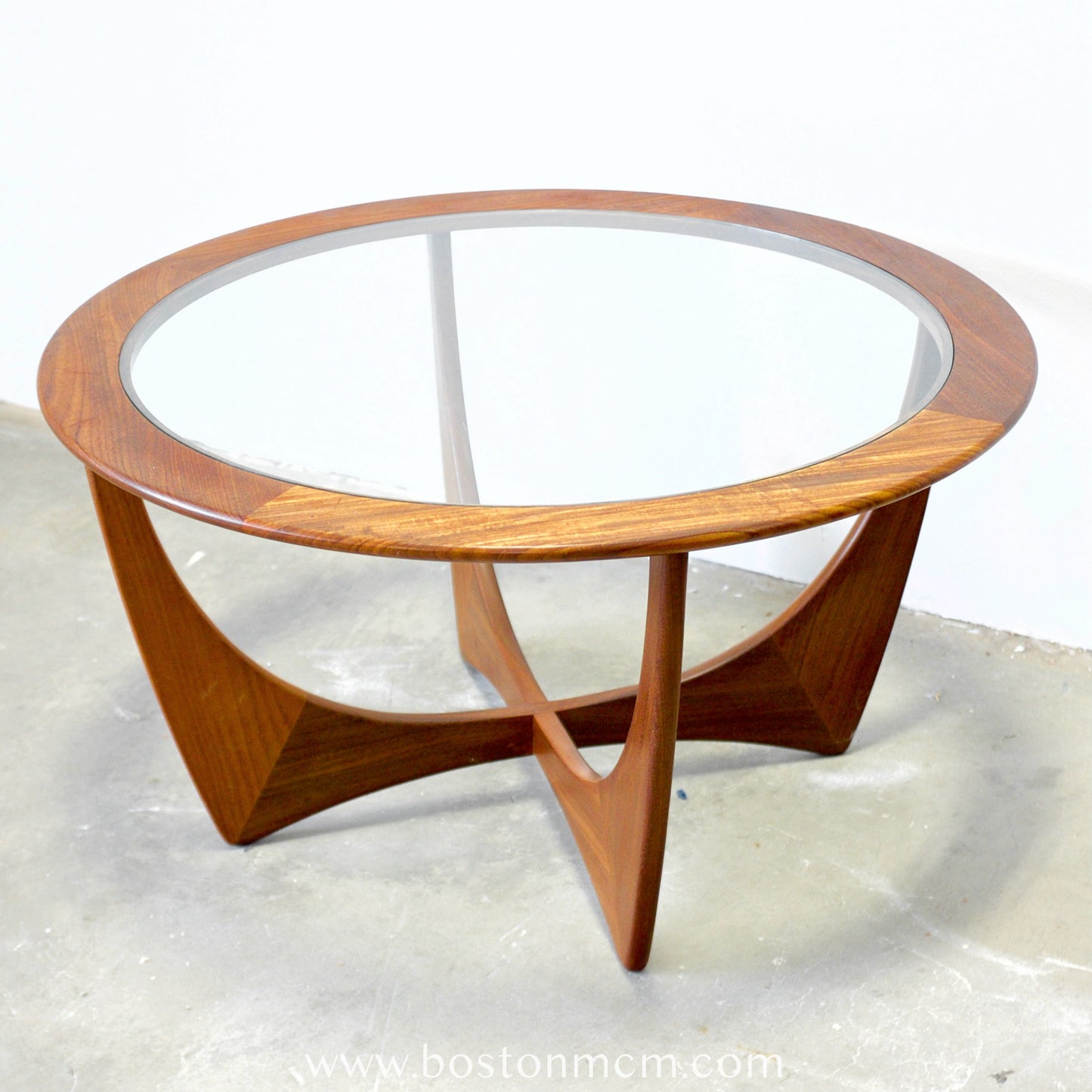 G-Plan "Fresco" AKA "Astro" Round Teak Coffee Table with Glass Top Designed by Victor B. Wilkins - #B89