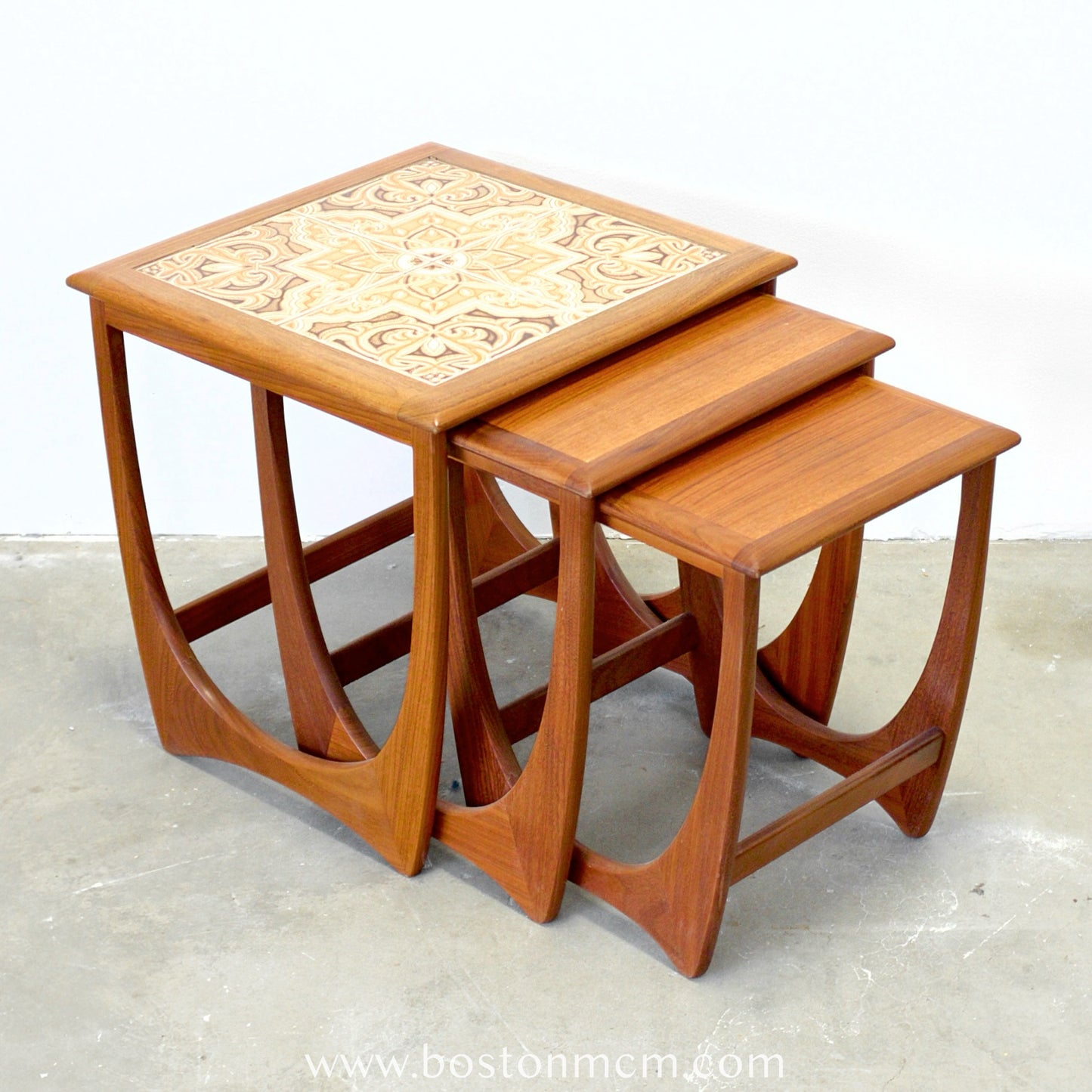 G-Plan Set of 3 Teak Nesting Tables with Tile Top - #A150-D