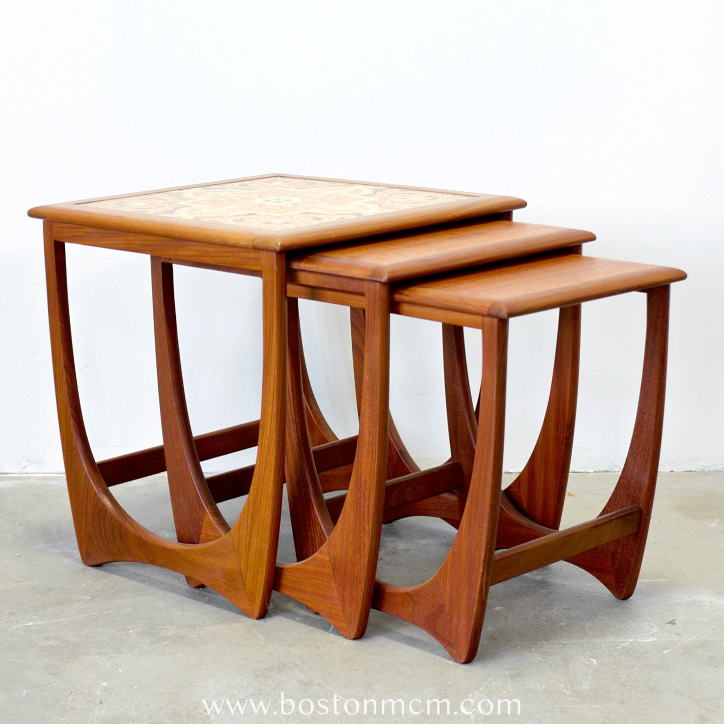 G-Plan Set of 3 Teak Nesting Tables with Tile Top - #A150-D