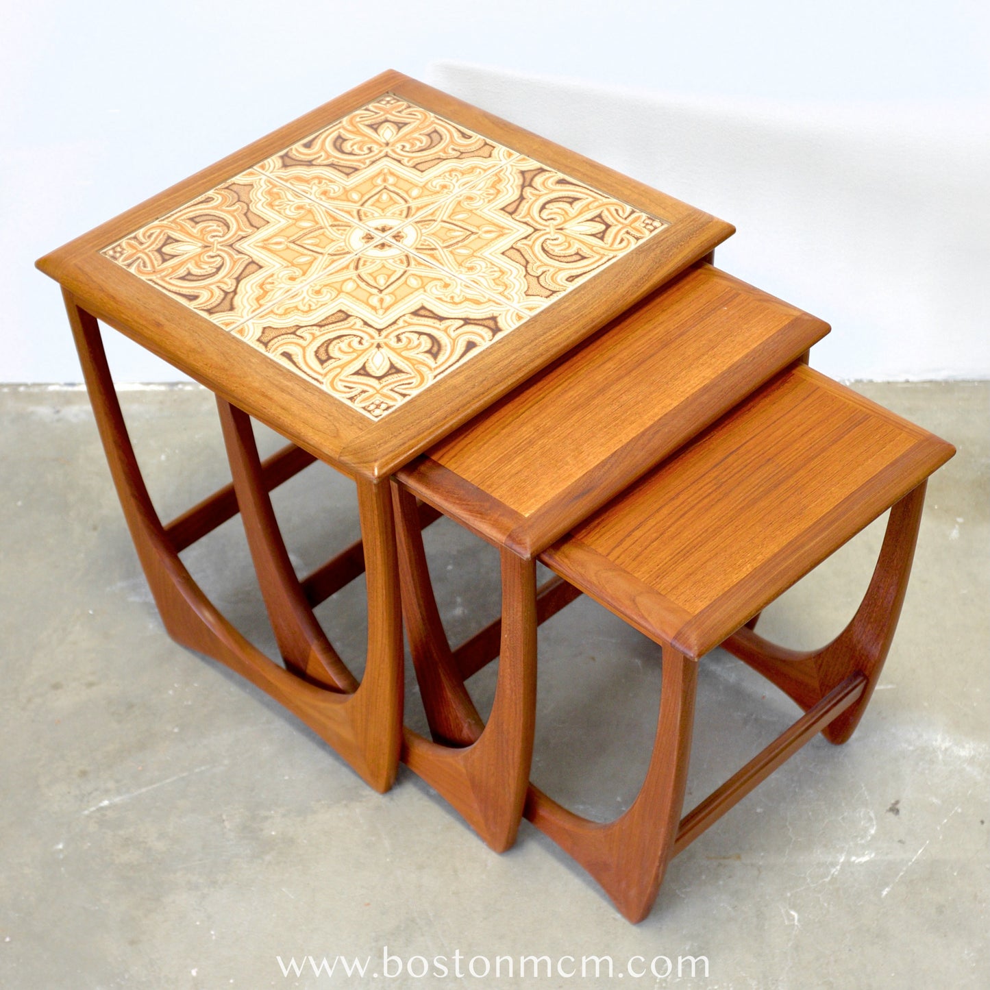 G-Plan Set of 3 Teak Nesting Tables with Tile Top - #A150-D