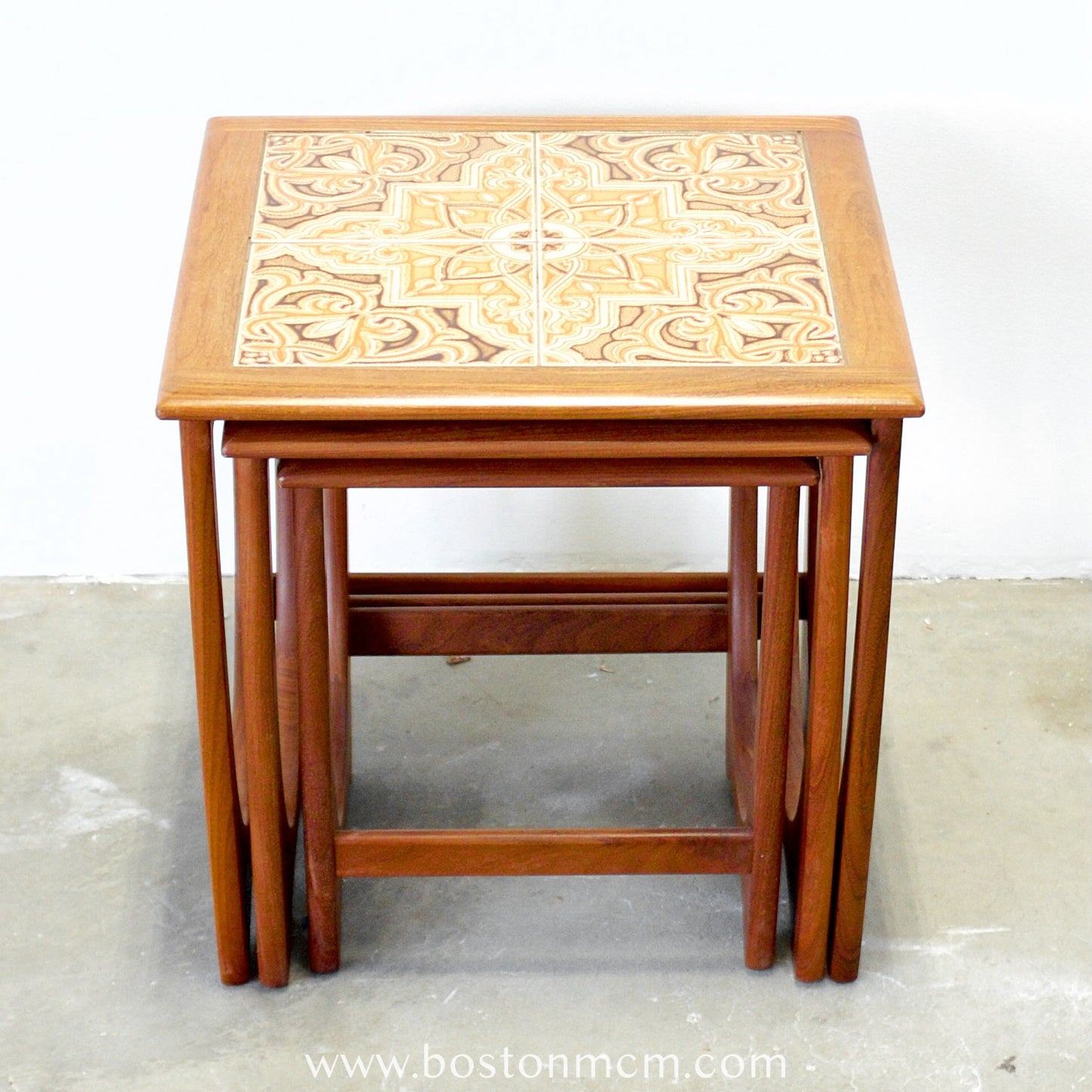 G-Plan Set of 3 Teak Nesting Tables with Tile Top - #A150-D