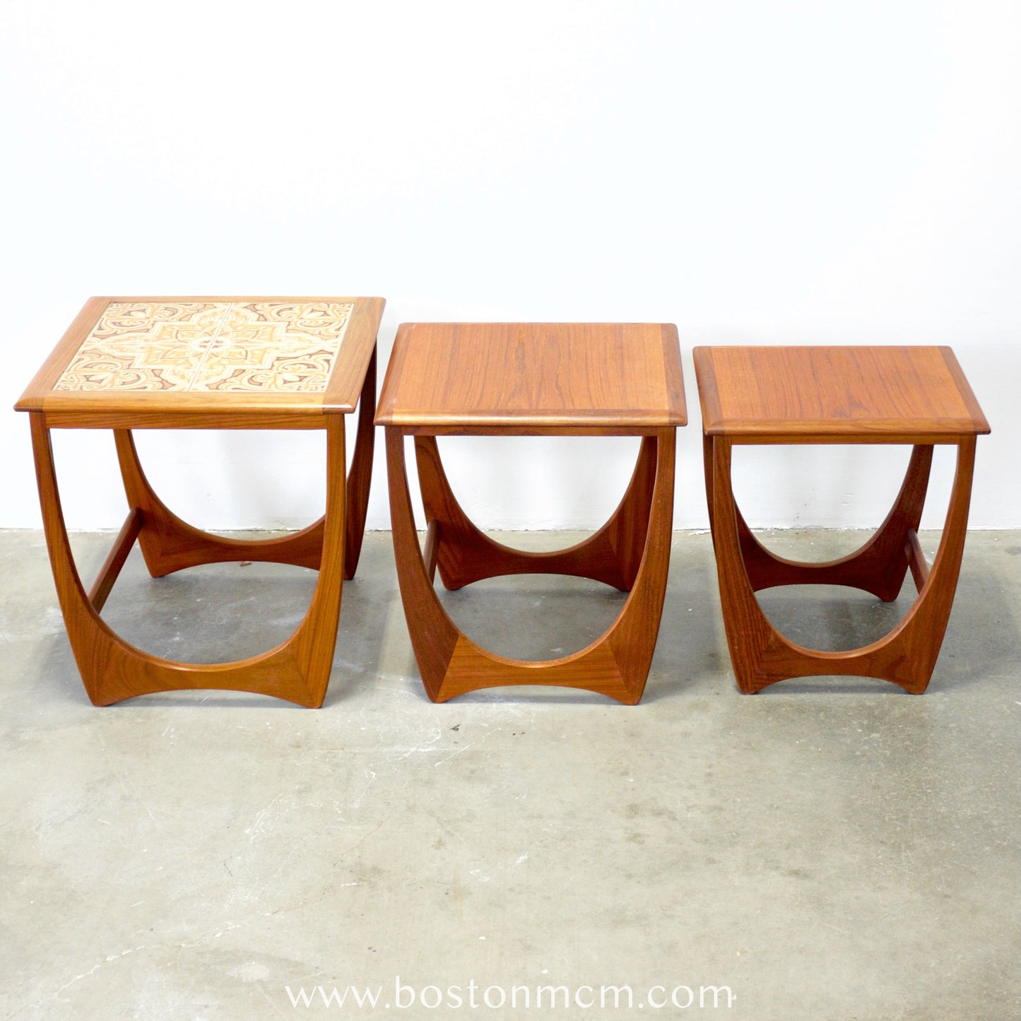 G-Plan Set of 3 Teak Nesting Tables with Tile Top - #A150-D