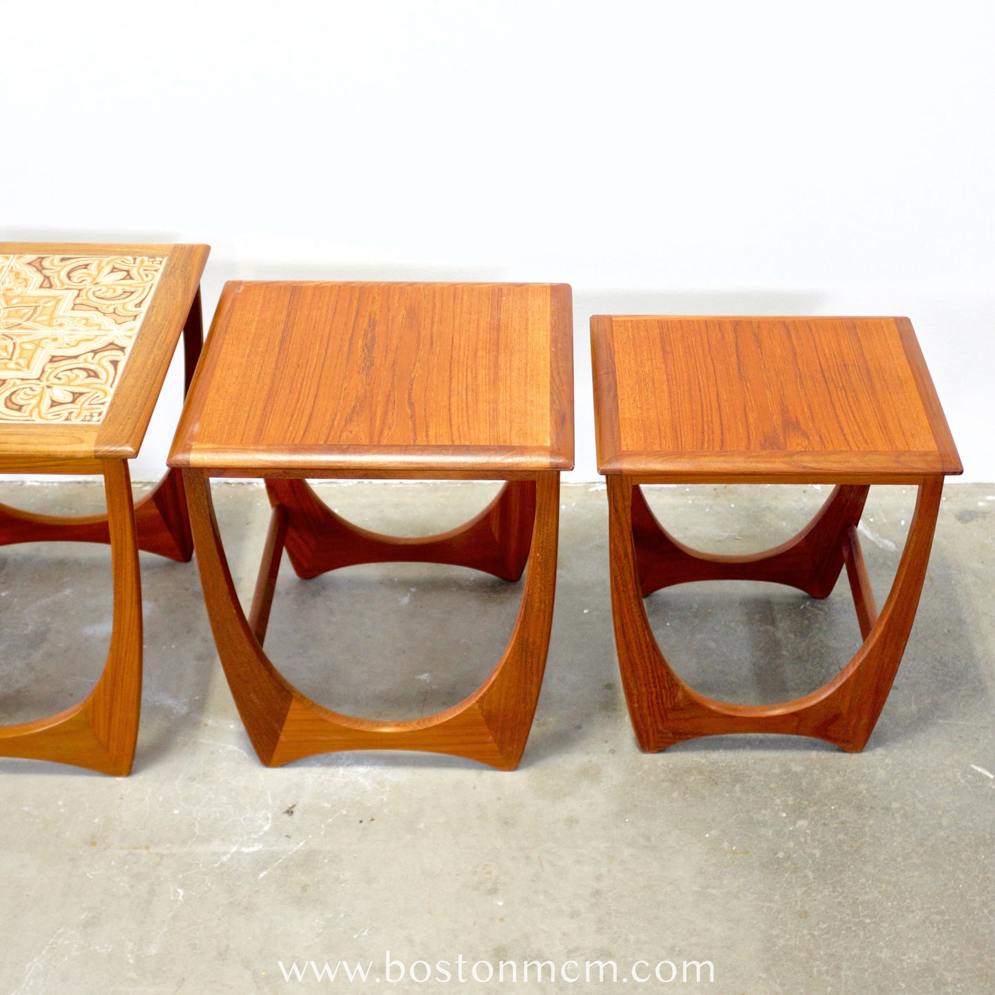 G-Plan Set of 3 Teak Nesting Tables with Tile Top - #A150-D