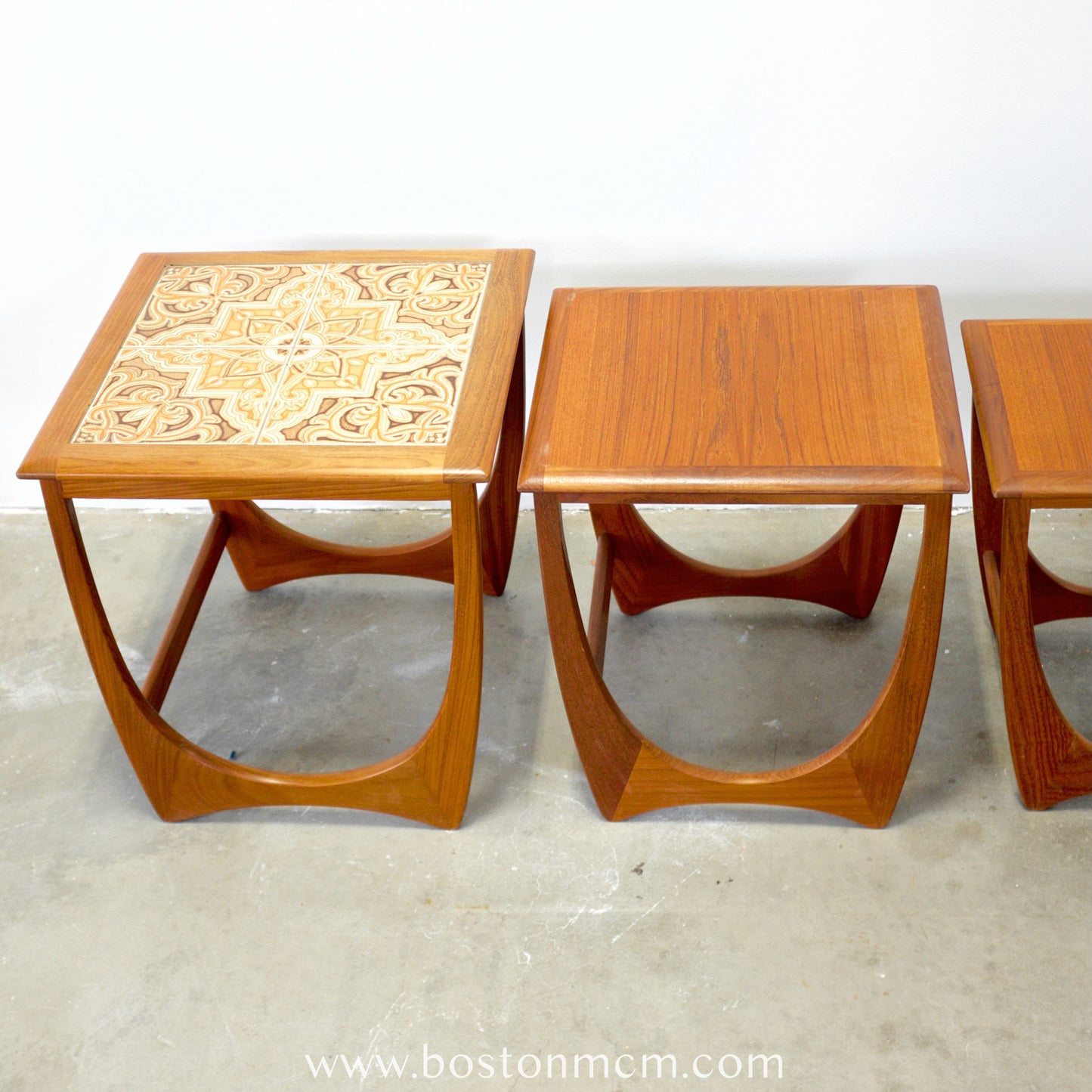 G-Plan Set of 3 Teak Nesting Tables with Tile Top - #A150-D