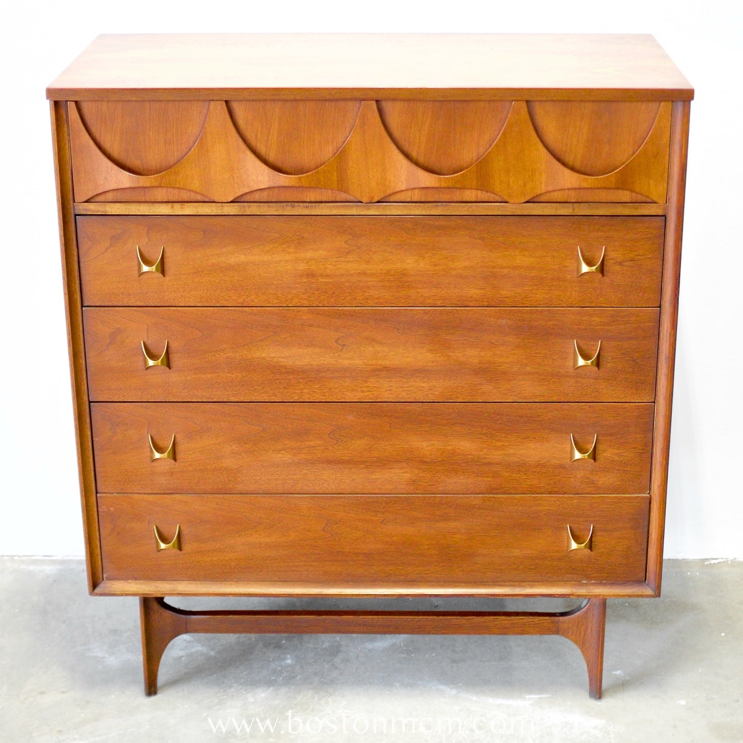 Broyhill "Brasilia" Five Drawer Walnut Tall Dresser / Chest #6131-40