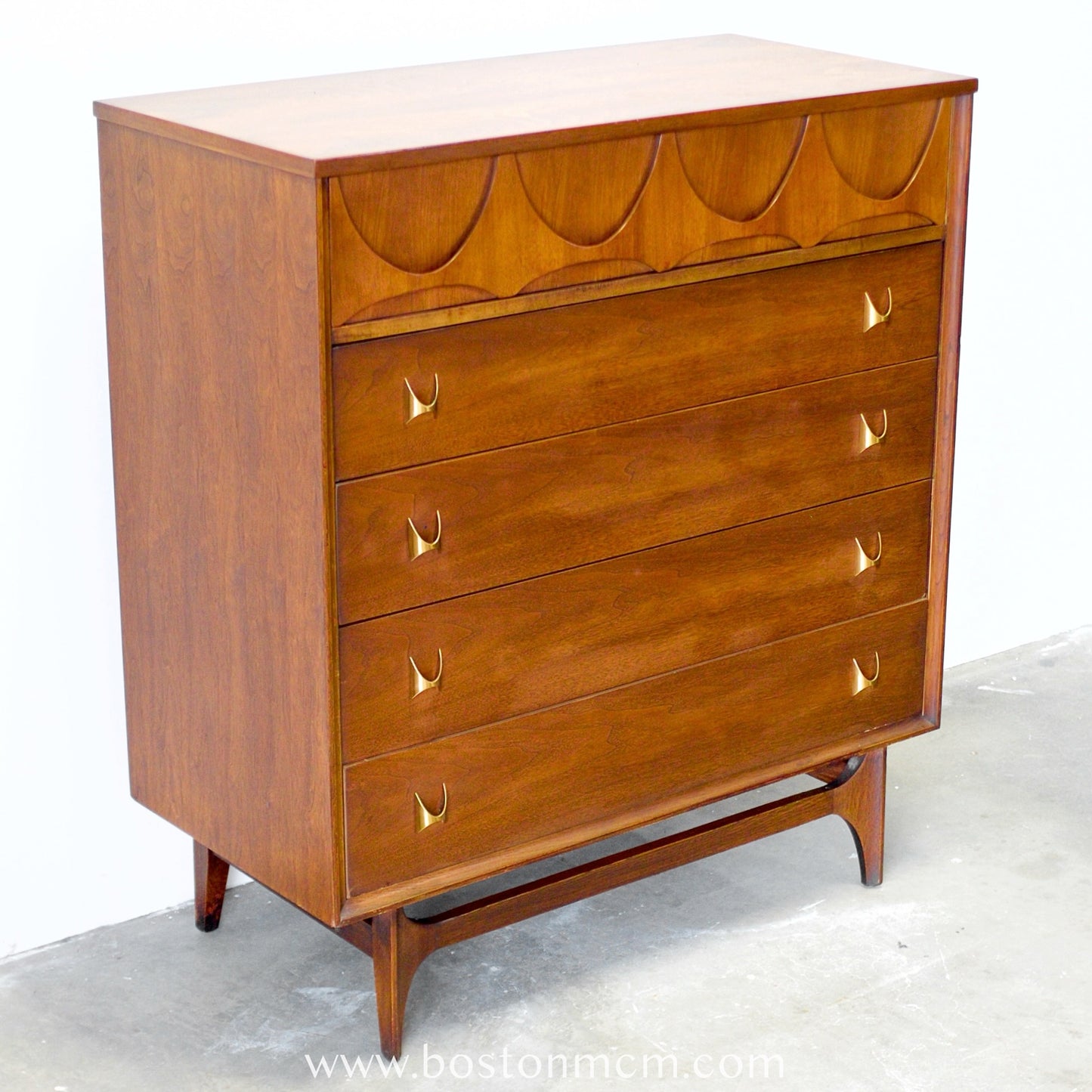 Broyhill "Brasilia" Five Drawer Walnut Tall Dresser / Chest #6131-40