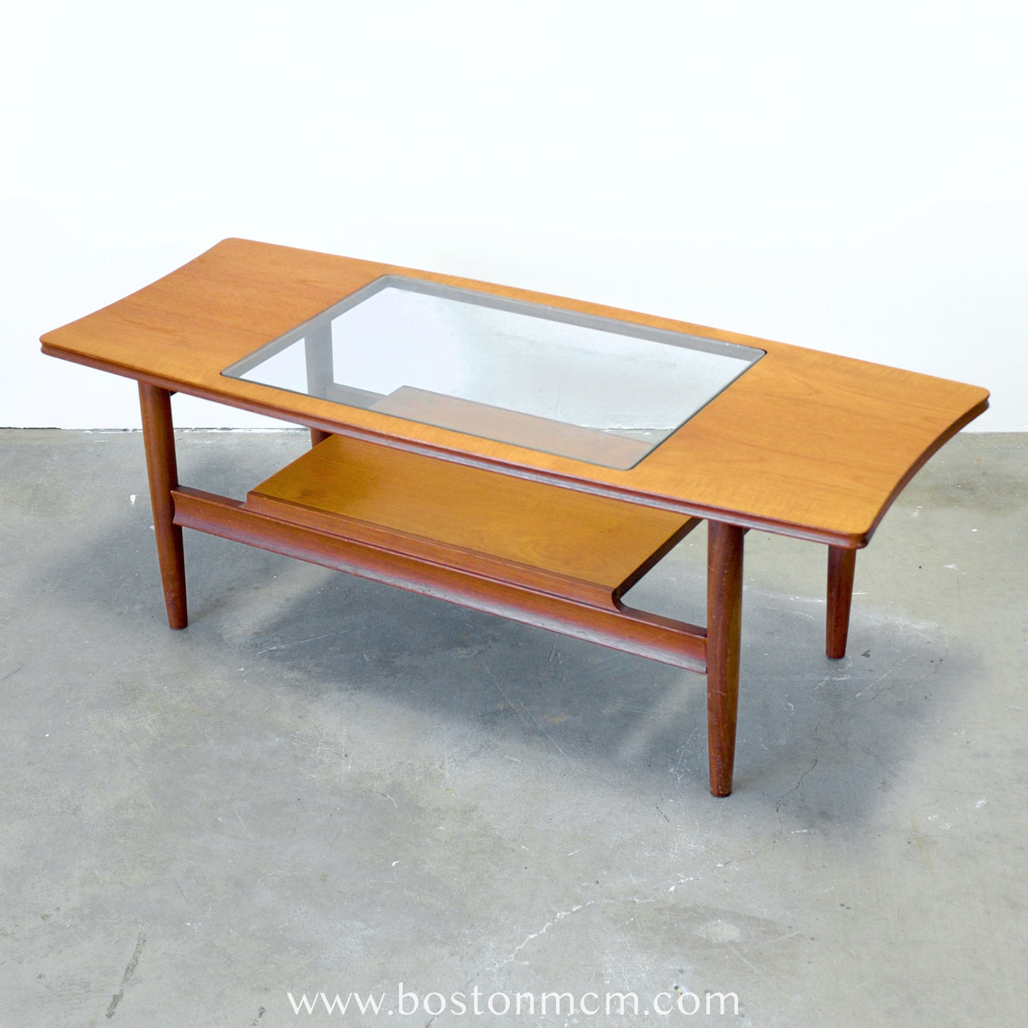 British Teak Coffee Table with Glass Top - #B57