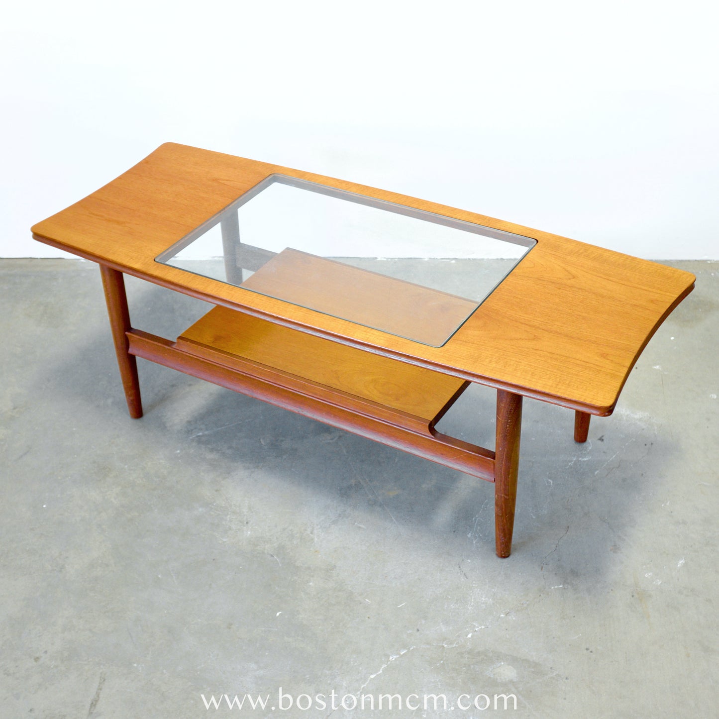 British Teak Coffee Table with Glass Top - #B57