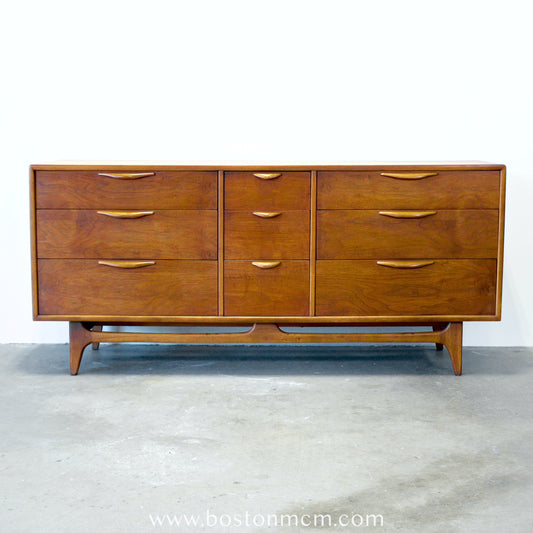 Lane "Perception" Walnut 9 Drawer Low Dresser - #A1670 - Designed by Warren C. Church