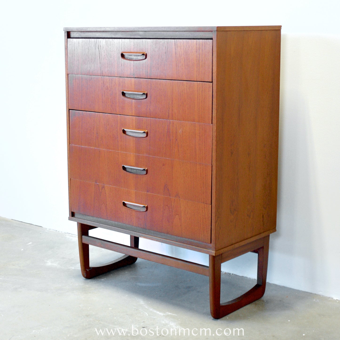 British Teak Five Drawer Dresser - #B7